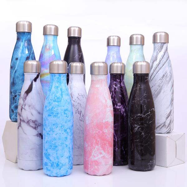 500 ml cola bottle shape insulated stainless steel water bottle with pattern