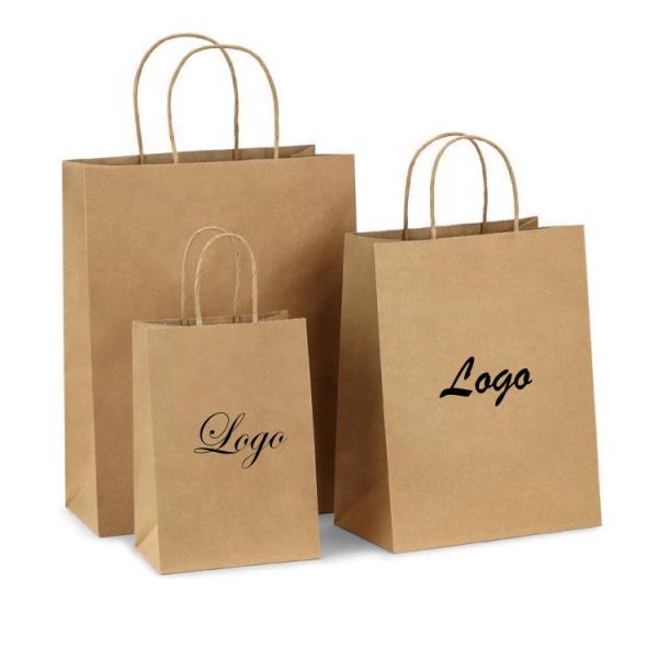 Recycled Custom Grocery Food Shopping Brown Kraft Paper Bag With Twisted Handles
