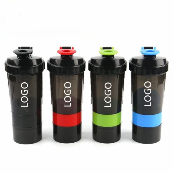 3 in 1 BPA free plastic Sports Gym Protein shaker bottle with inserted mixer ball