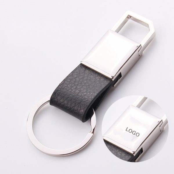 Fashion Design Black Men Business Leather Keychain KeyRing Waist Belt Keychain