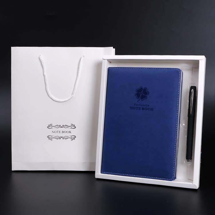 2019 High grade hardcover loose leaf notebook gift set A5 size PU leather notebook customized LOGO