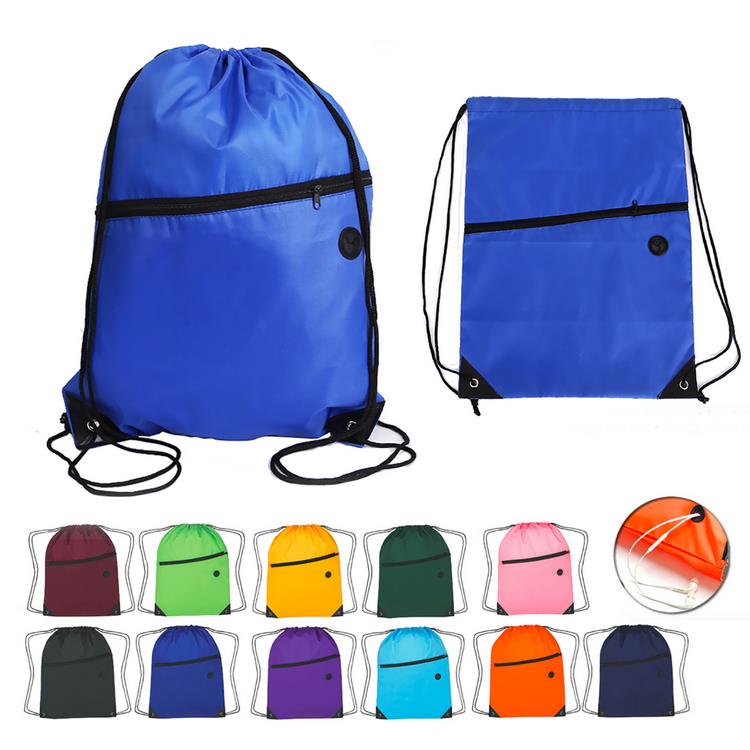 Wholesale 210D Polyester Zipper Pocket Drawstring Backpack,US$0.45-0.75 ...