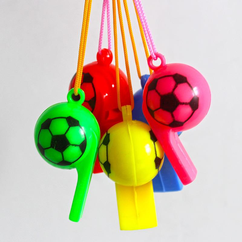 colorful plastic whistle with string and clip