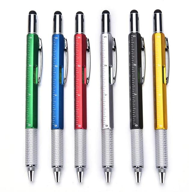 Multi-function screwdriver ballpoint pen plastic tool pen six-in-one level stylus