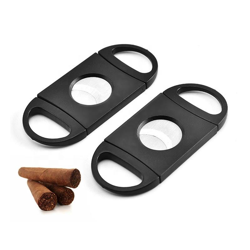Wholesale Stainless Steel Double Blade Black Cigar Cutter For Man Gift