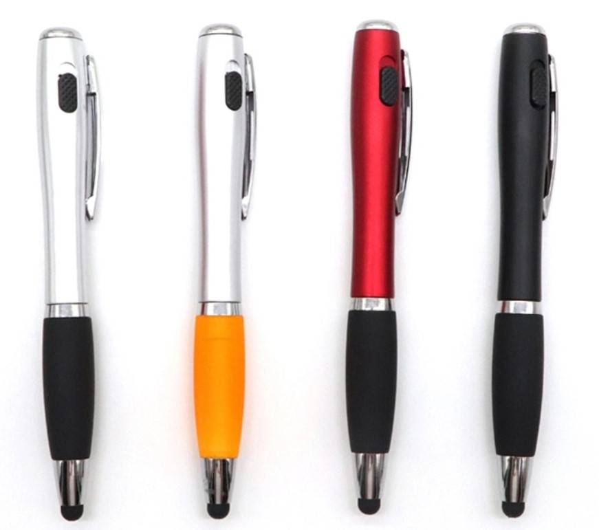 3 In 1 Led Metal Pen Light Tip Ball With Stylus Flashlight Led Stylus Ballpoint Pen