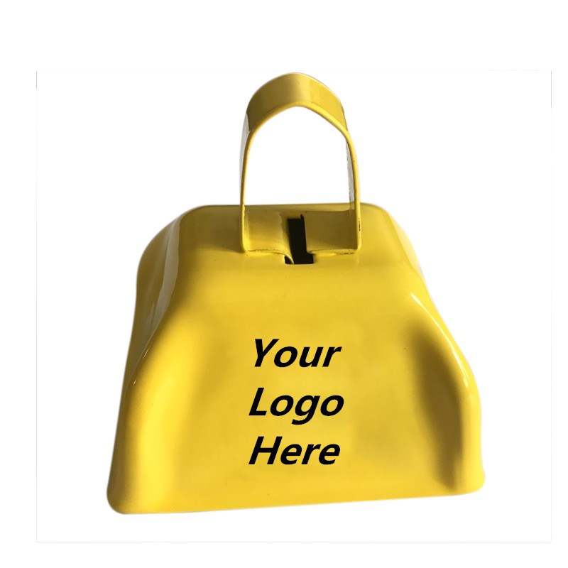 Custom Logo Printed Sport Game Noise Maker Cow Bell Metal Cowbell