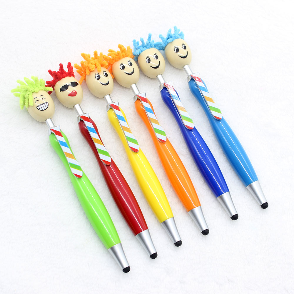 Promotional Smile Face Head Ballpoint Pen With Stylus