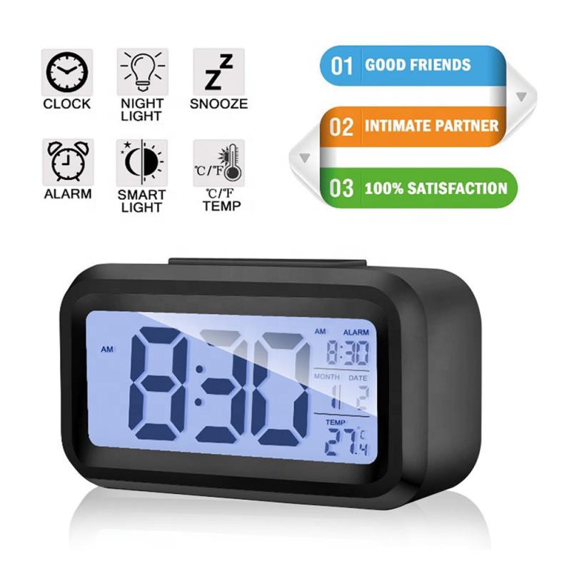 Promotional Multi-function ABS large digital LCD screen snooze table alarm clock with back light