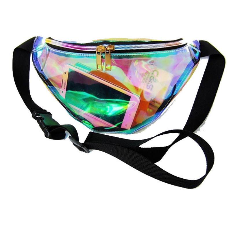 sport multi-function running messenger bag women men travel holographic clear fanny pack