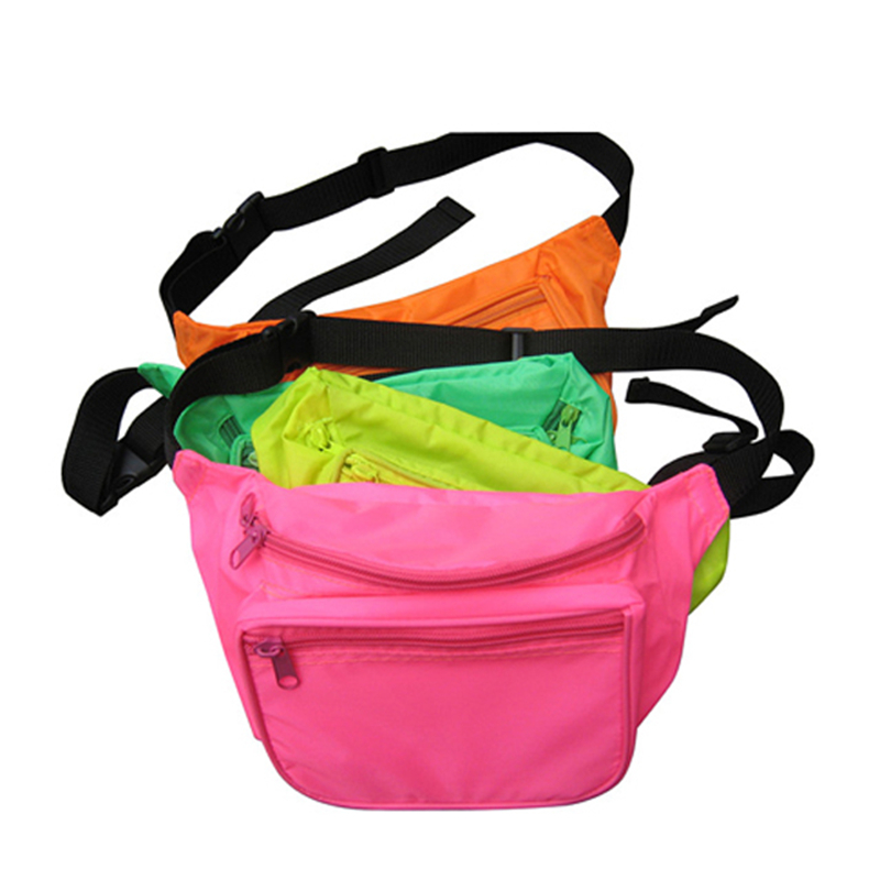 Promo Print Logo Colorful Nylon Sport waist bag Neon fanny pack