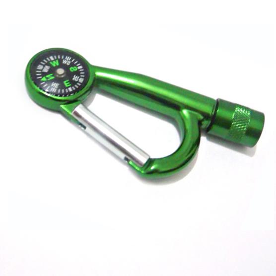 Carabiner flashlight with compass