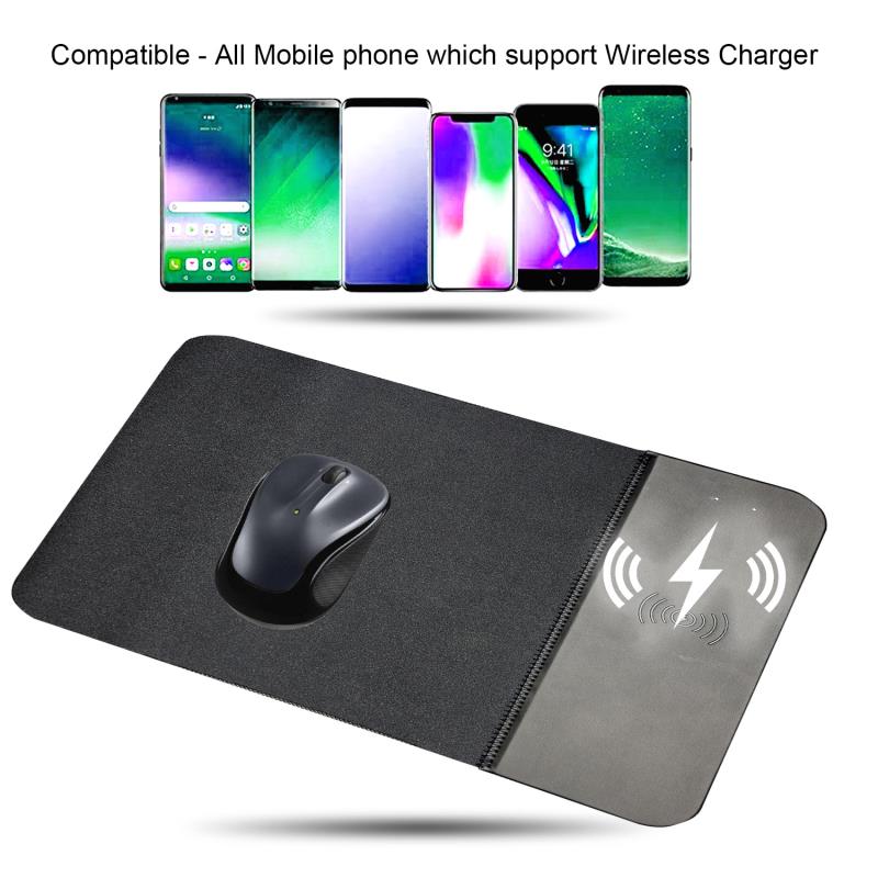 Mobile Phone Pad Mat PU Rubber Mousepad For iPhone PC Laptop Wireless Charger Charging Mouse