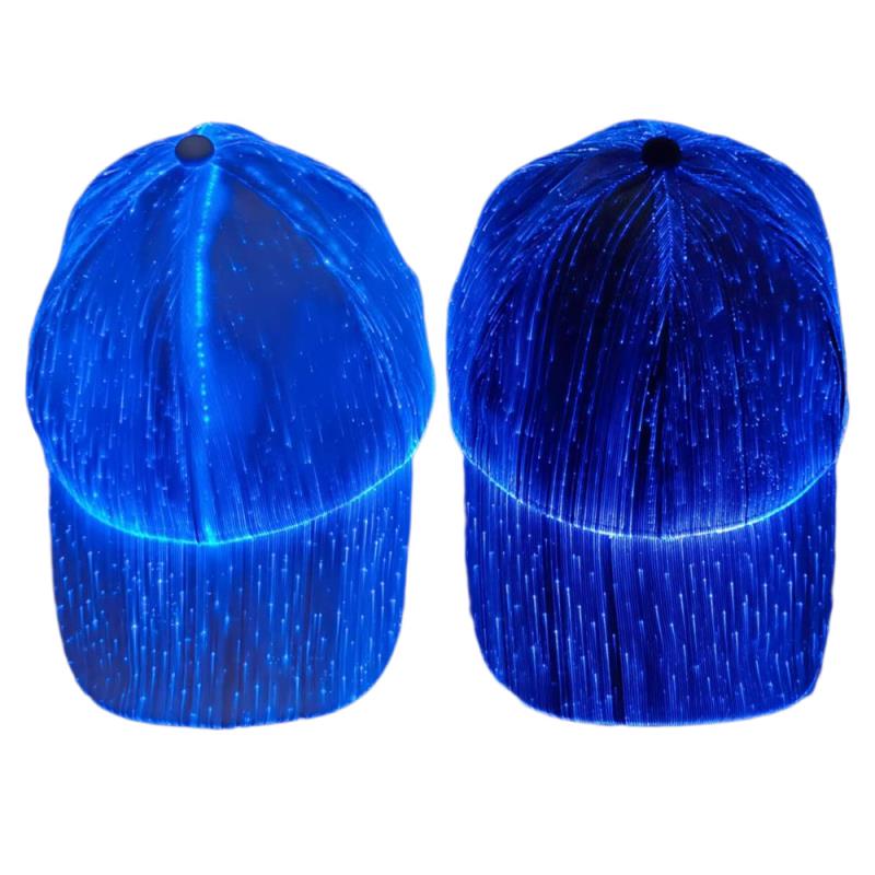 LED Baseball Cap 7 Colors Glow Hat Unisex DJ Light Up Rave Fiber Optic LED Hats