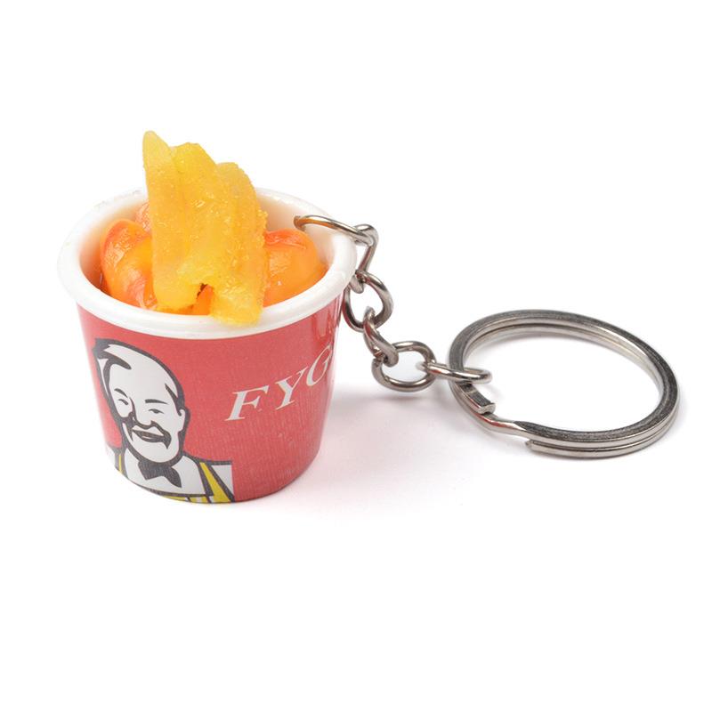 Creative simulation KFC kfc family bucket food keychain car key keychain