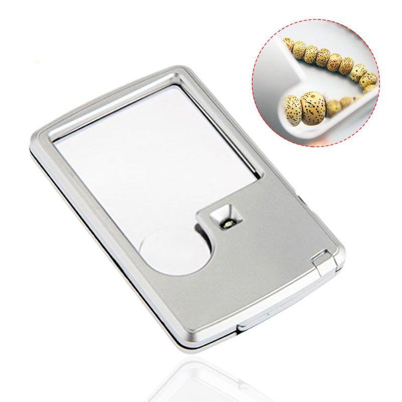 Mini Card Shape Glass Reading Magnifier 3X 6X Magnifying with LED Light