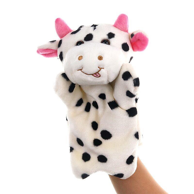 custom plush cow hand puppet toys