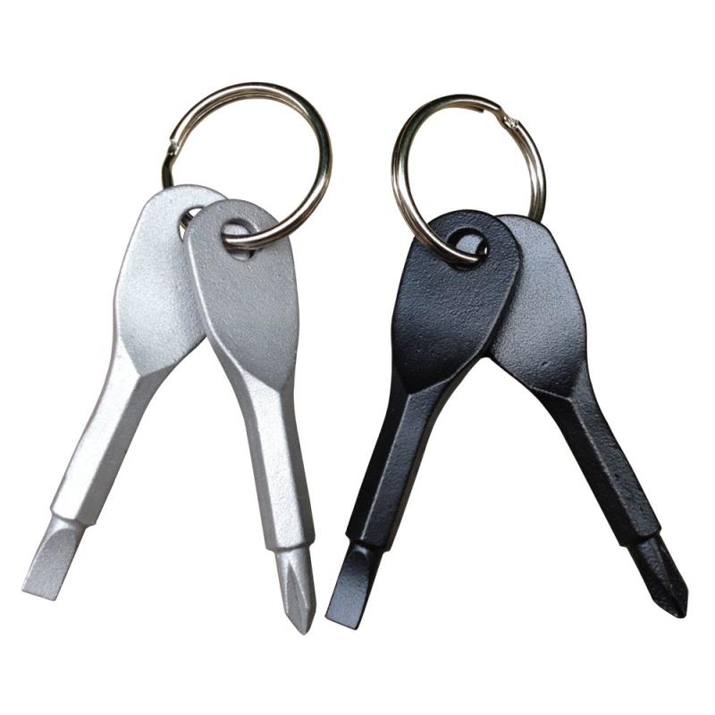 2 Pocket Mini Tool Stainless Steel Screwdrivers Keychain Key