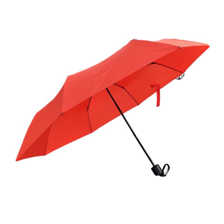 Triple folding travel-size umbrella
