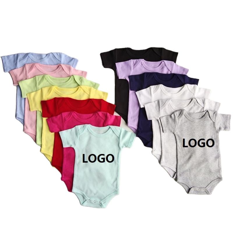 printing short sleeve colorful blank 100% organic combed cotton baby onesie