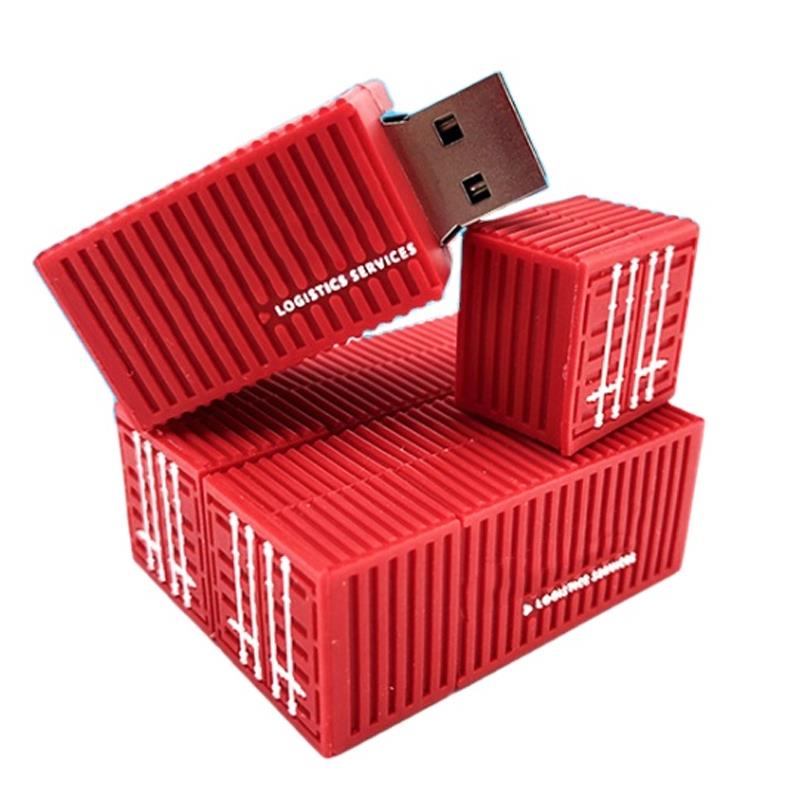3D Customized Soft Pvc USB Pen Drive 4GB Container Shape USB Flash Drive With Logo
