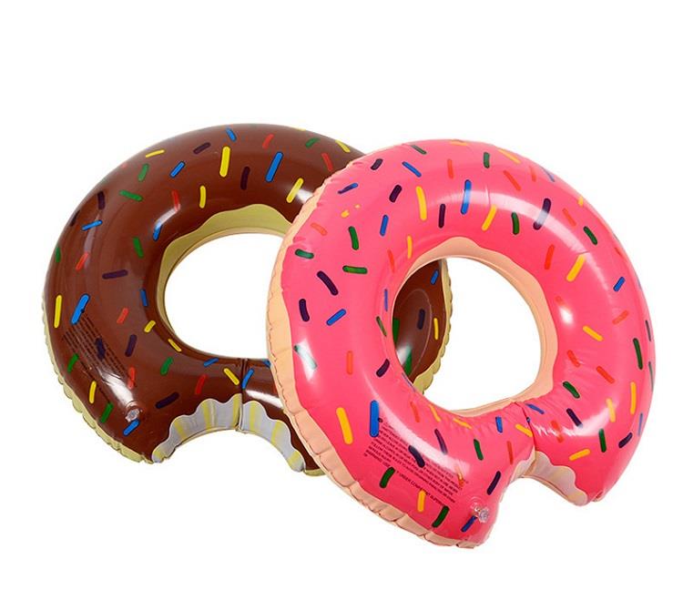 Inflatable eco-friendly pvc donut swim ring with heavy duty handle