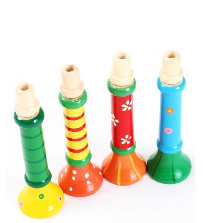 Education Music Perception Colorful Wooden Musical Toy Instrument Trumpet