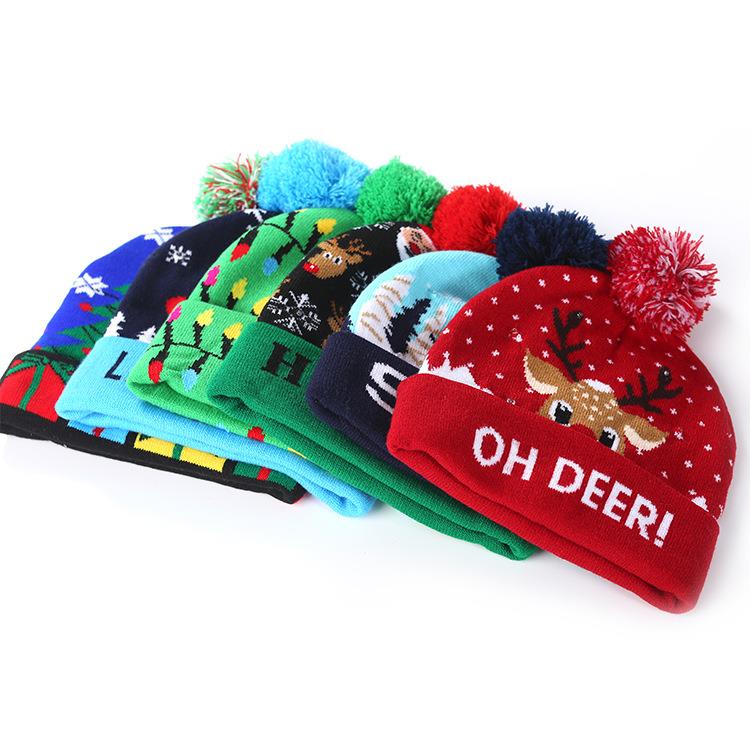 Winter christmas knit hat led xmas Knitted Hat Xmas Festival lovely