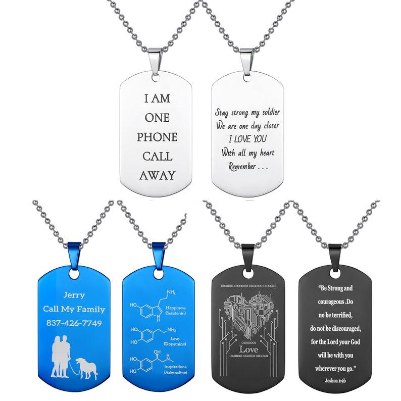 metal necklace stainless steel sublimation blank army military dog tag