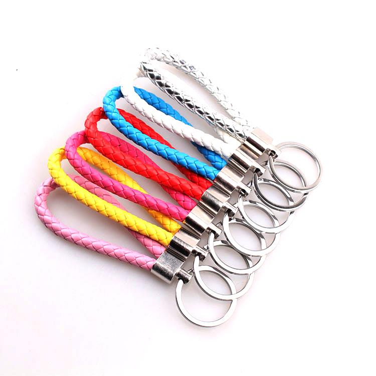 Multi-color PU Leather Rope Zinc Alloy Car KeyChain