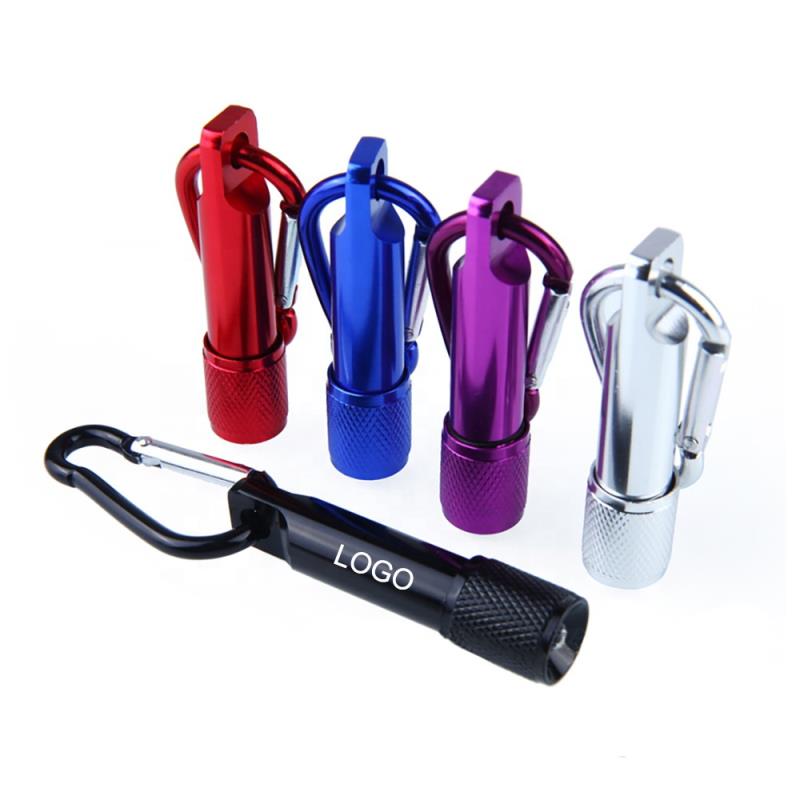 aluminum alloy mini led flashlight keychain electric torch with carabiner hook