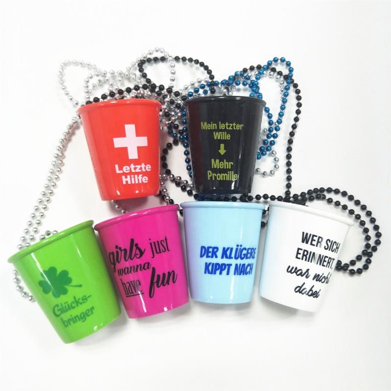 Personal printing shot glass necklace Bachelor party beads necklace Cups
