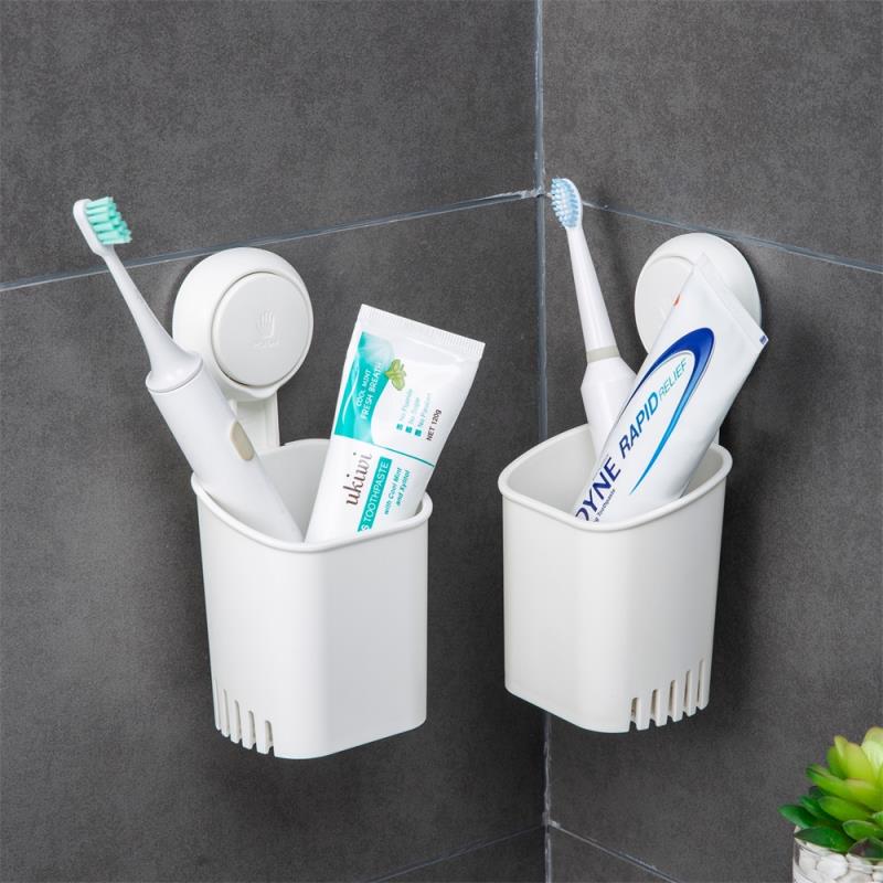 Vacuum Plastic Suction Cup Toothbrush Holder For Bathroom Accessories