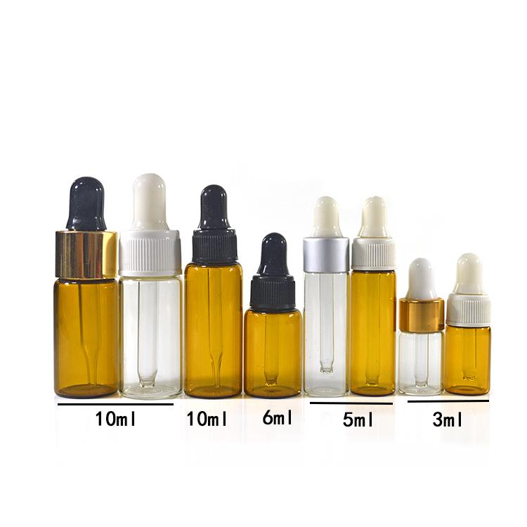 small vial essential oil empty 1ml 2ml 3ml 5ml clear amber glass dropper bottle