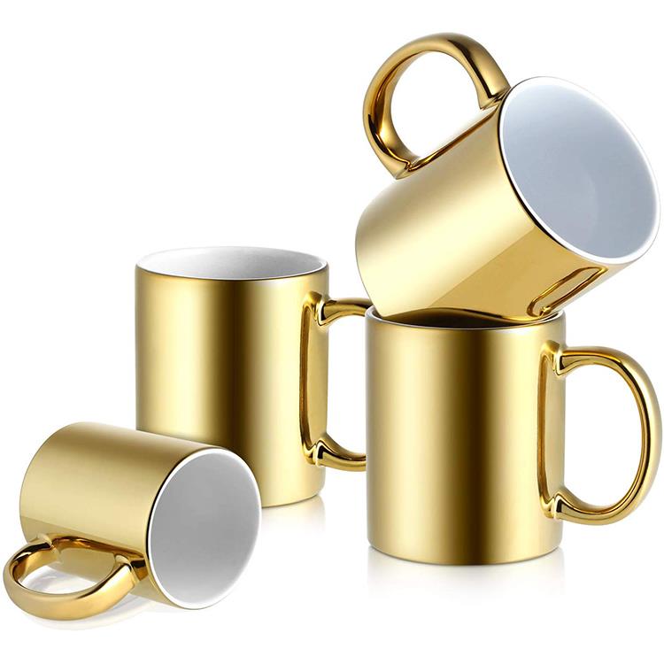 New design promotional custom plating gold coffee ceramic mug