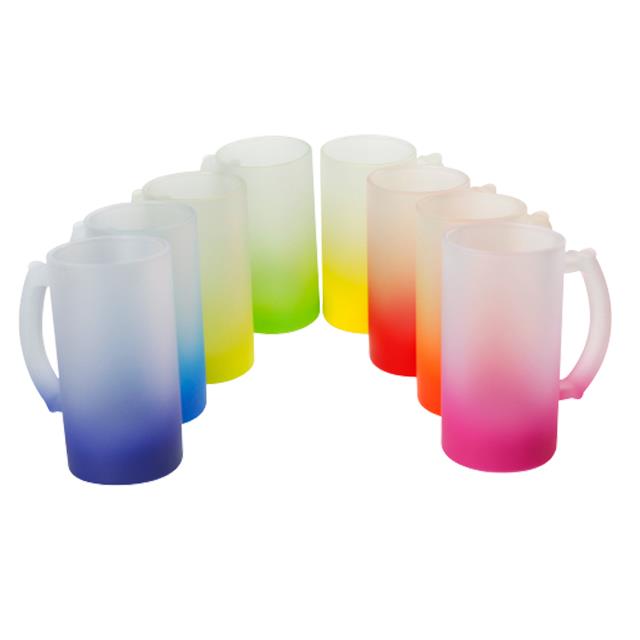 16oz Gradient Colorful Blank Glass Beer Mug