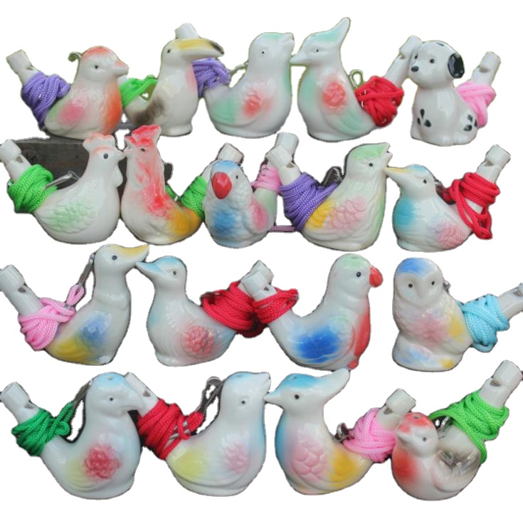 Children Toys Ceramic Bird Whistle Crafts Lanyard Water Whistle Bird
