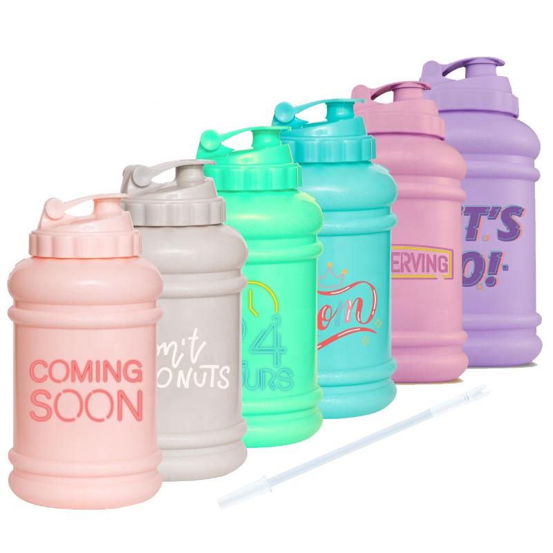 2.2 Litre Colorful PP big water bottle BPA Free and Eco Friendly half gallon water jug with straw