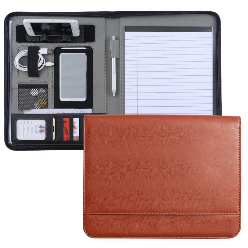 Folder Business Briefcase Portfolio A4 Custom Leather Padfolios With Logo