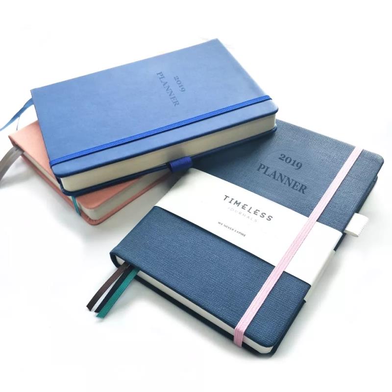 2023 Elastic band PU leather Hardcover agenda Planner Journal Notebook