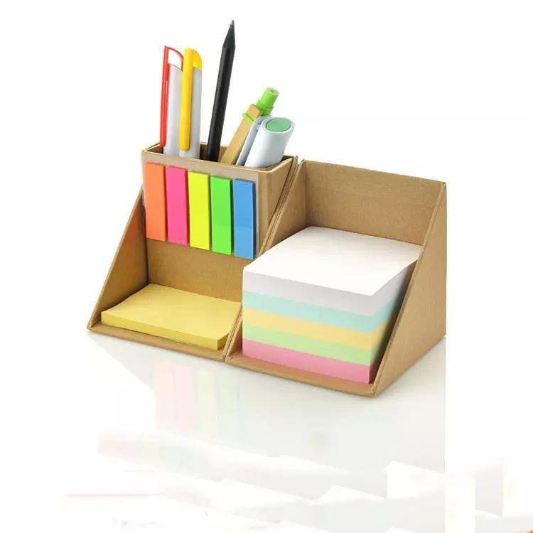 Customized Logo Paper Cube Memo Pad With Pen Holder Colorful Sticky Notes