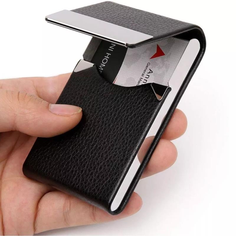 Personalized Business Card Holder Leather Stainless Metal Name Card Case Box For Men Woman