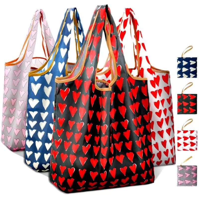 reusable polyester tote bag eco friendly grocery bag custom rpet foldable shopping bag with logo