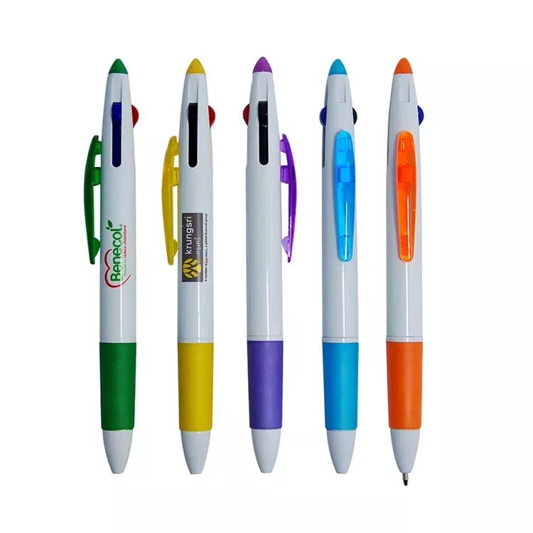 Promotional Plastic 3 in one Multicolor Pen,Novelty Multi Color Ballpoint Pen,Multicolor Ball Point Pen with Logo Custom