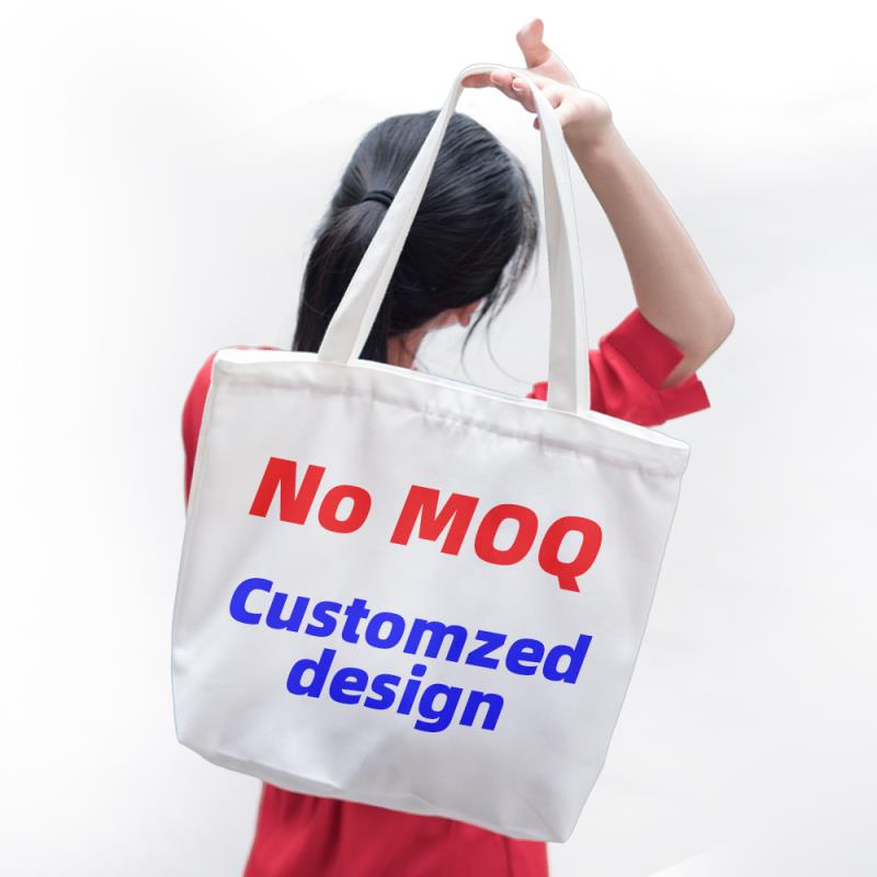 Customize Canvas Shopping Bag Print Customize Canvas Tote Bag with Zipper Free Sample