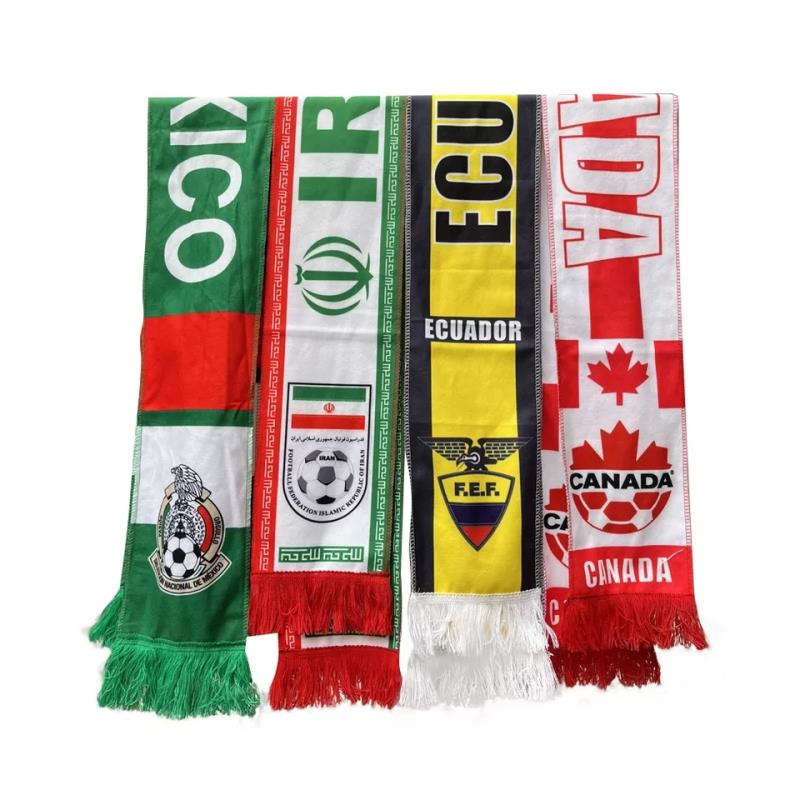 Amazon popular hot sale low MOQ unisex football fan party all country velveteen scarf qatar 2022 world cup scarves