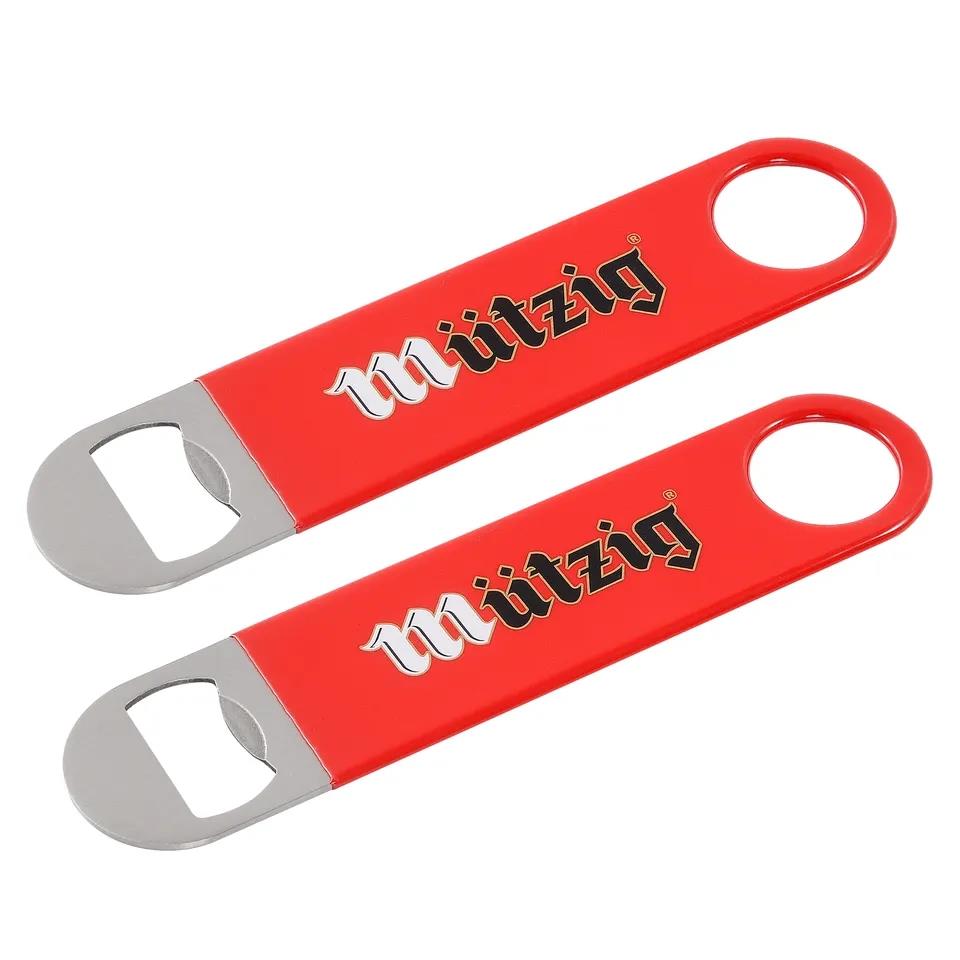 Customized Promotional Stainless Steel Bar Blade Rubber Coated Bottle Opener