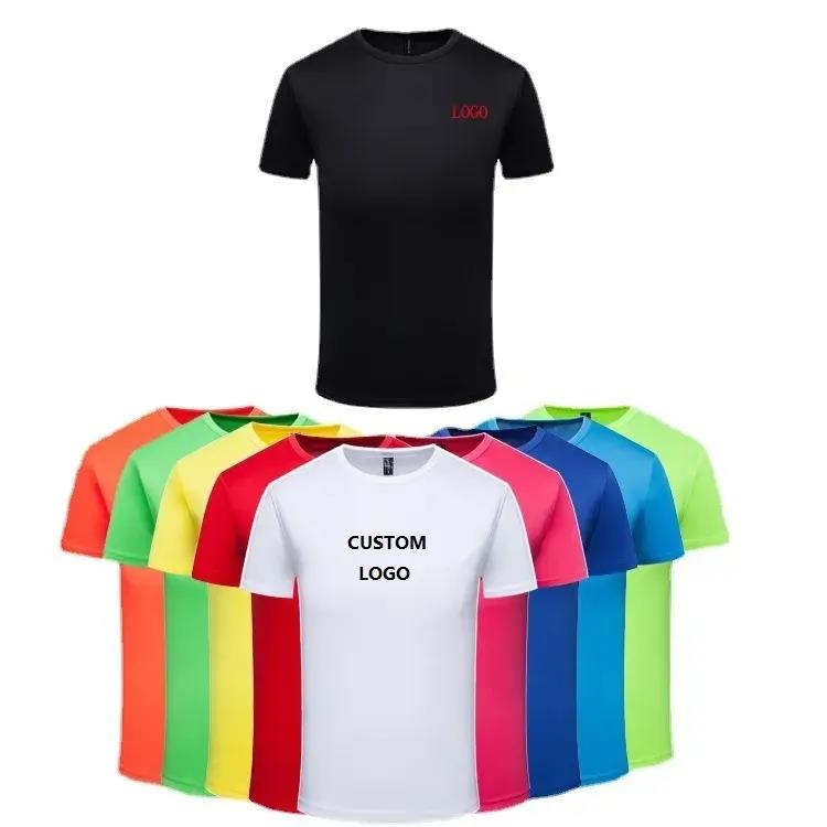 Polyester Cotton 180gsm Quick Dry Unisex T-shirt Men's Short Sleeve Solid Pullover Crewneck Sports Election Promotion T Shirt