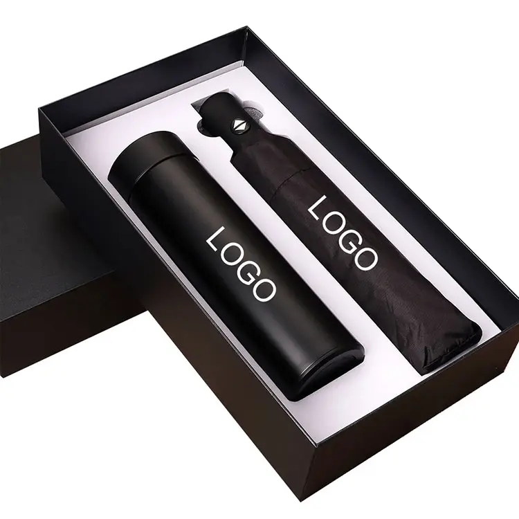 custom logo business luxury gift promotion items umbrella vacuum flask corporate gift set