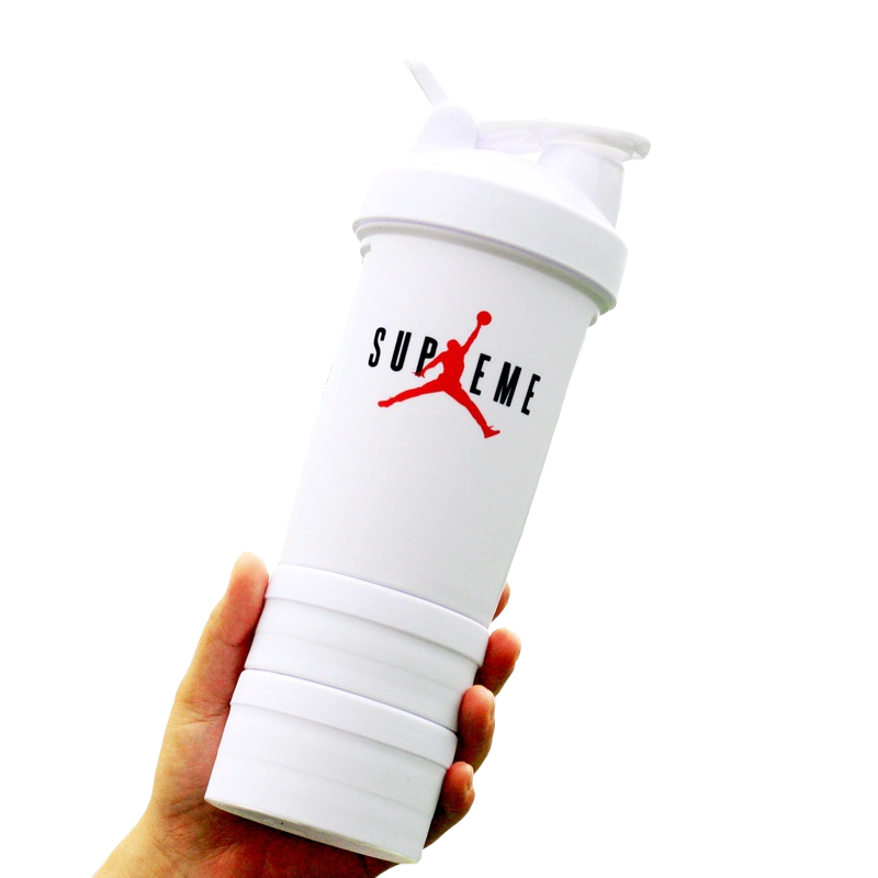 Custom Logo Supply 450ml Sports Shaker Bottle with 3 Compartments Plastic Protein Blender Cup Gym Fitness Mixing Water Bottle